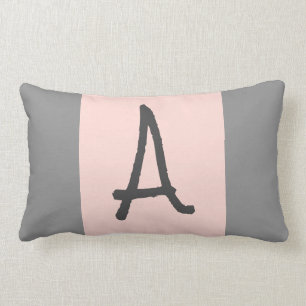 Monogram Pink and Grey Accent Lumbar Pillow