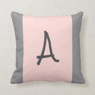 Monogram Pink and Grey Accent Pillow