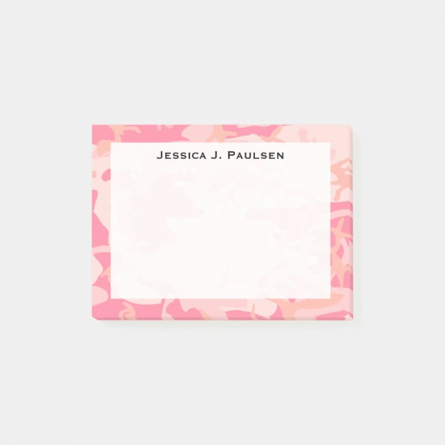Monogram Pink and Peach Camouflage Post-it Notes (Front)