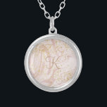 Monogram Pink and White Marble Swirl Gold Glitter Silver Plated Necklace<br><div class="desc">Monogrammed Personalised pink and white marble swirl pattern with gold glitter silver plated necklace</div>