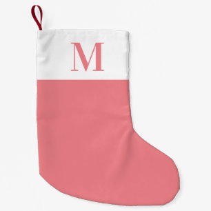 Monogram Pink and White Personalized Small Christmas Stocking