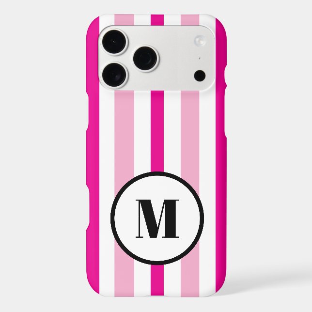 Monogram Pink and White Summer Stripes (Back)