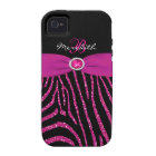 Monogram Pink Black Glitter Zebra iPhone 4/4S Vibe