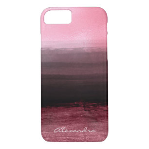 Monogram Pink & Black Ombre Foil Brush Strokes iPhone 8/7 Case