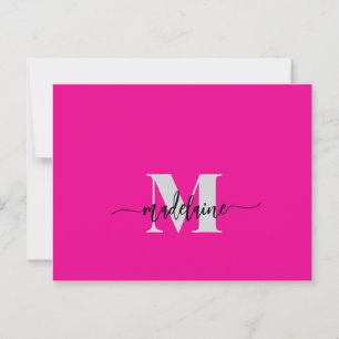 Monogram Pink Black Silver Colour Personal Postcard