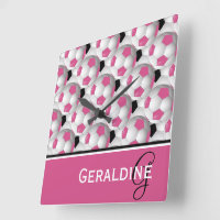 Monogram Pink Black Soccer Ball Pattern