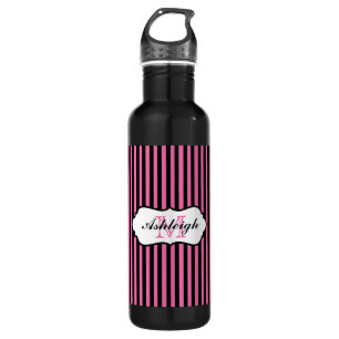 Monogram Pink, Black, White Striped 710 Ml Water Bottle