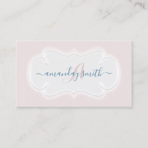 Monogram Pink Blush Blogger Influencer Baby Business Card