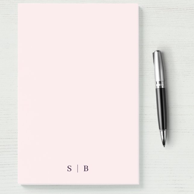 Monogram  Pink Blush  Modern Minimalist Post-it Notes (Monogram Pink Blush Modern Minimalist Post-it Notes)