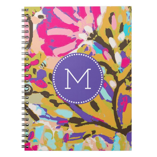Monogram | Pink Boho Floral I Notebook (Front)