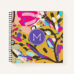 Monogram   Pink Boho Floral I Notebook
