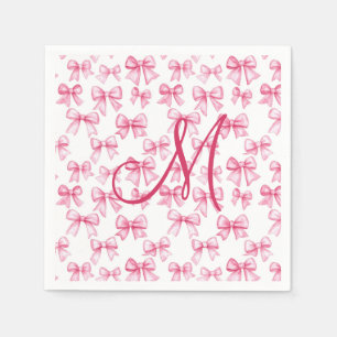 Monogram Pink Bow Coquette Aesthetic Baby Shower Napkin
