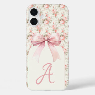 Monogram Pink Bow Coquette iPhone 16 Plus Case