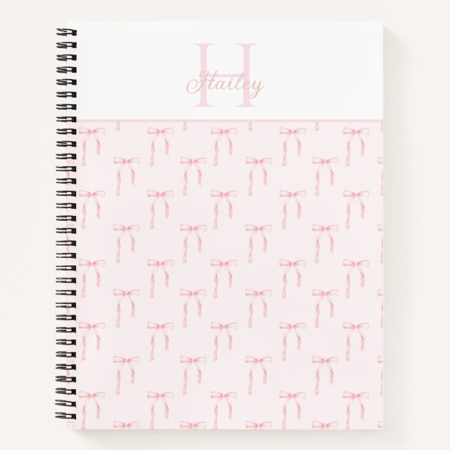 Monogram Pink Bow Notebook (Front)