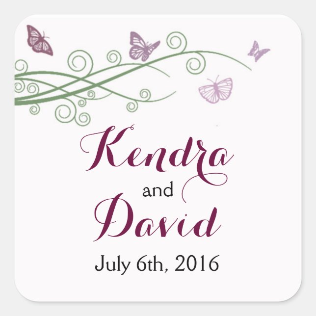 Monogram Pink Butterfly Sticker (Front)