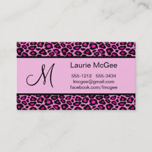 Monogram Pink Cheetah / Leopard (#BUS 023) Business Card