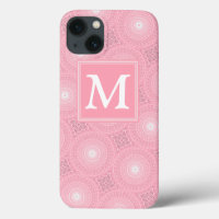 Monogram pink circles pattern Case-Mate iPhone cas