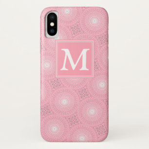 Monogram pink circles pattern iPhone x case