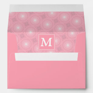 Monogram pink circles pattern envelopes
