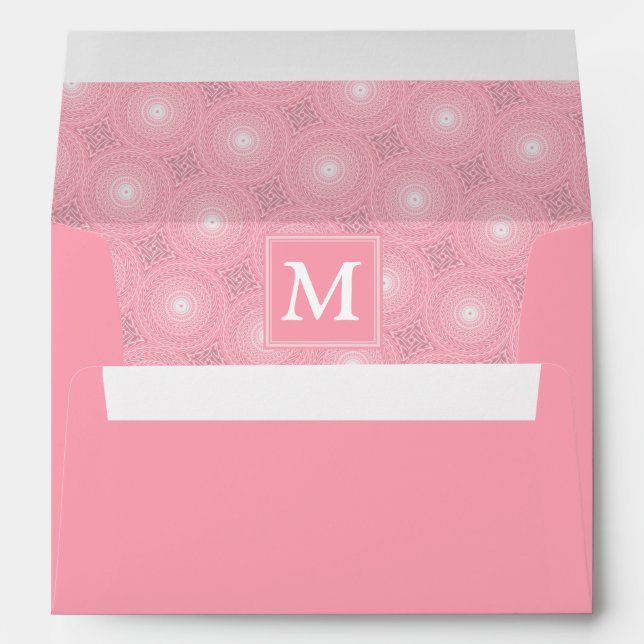 Monogram pink circles pattern envelopes (Back (Bottom))
