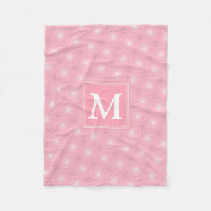 Monogram pink circles pattern fleece blanket
