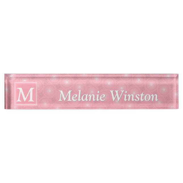 Monogram pink circles pattern nameplate (Front)