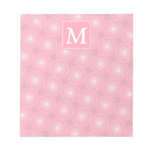 Monogram pink circles pattern notepad