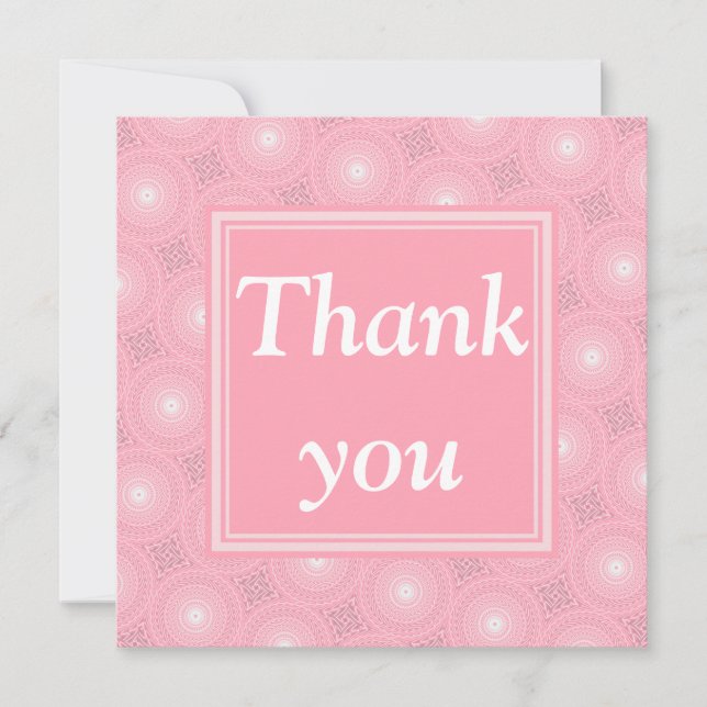 Monogram pink circles pattern thank you card (Front)