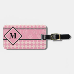 Monogram Pink Diamonds and Lollipops Luggage Tag
