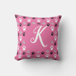  Monogram Pink Dog Paws  Cushion