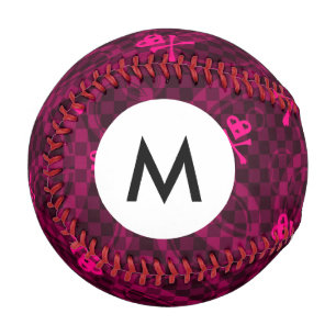 Monogram Pink Emo Pattern With Circles Baseball