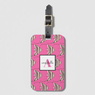 Monogram Pink Fish Pattern Luggage Tag