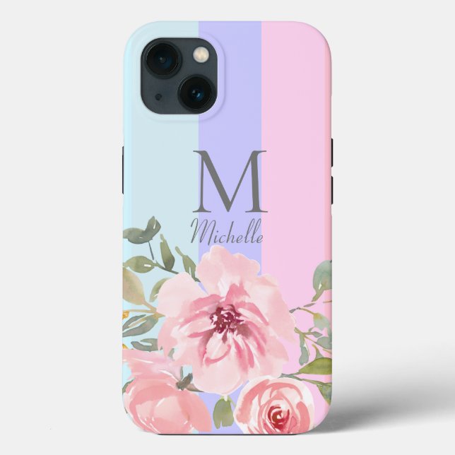 Monogram Pink Floral  Case-Mate iPhone Case (Back)