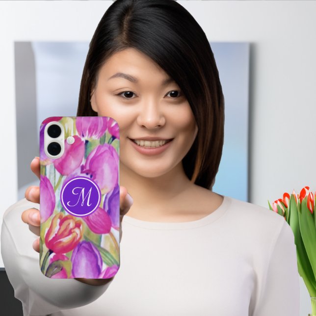Monogram Pink Floral Case-Mate iPhone Case (Creator Uploaded)