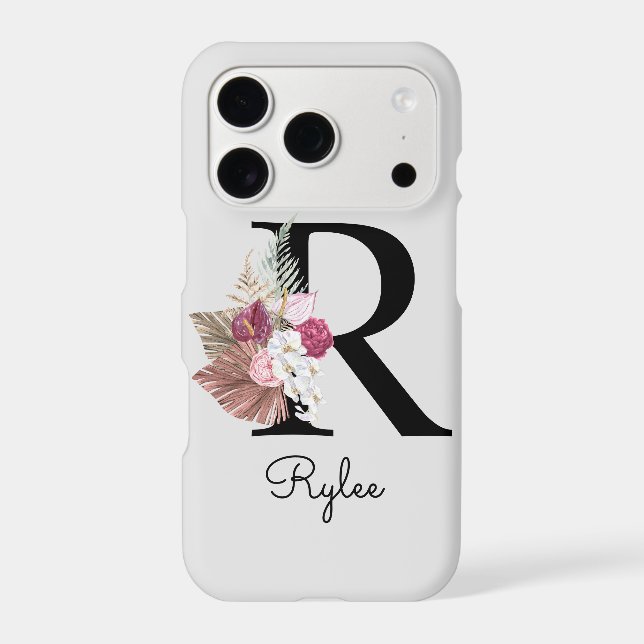 Monogram Pink Floral Initial R (Back)