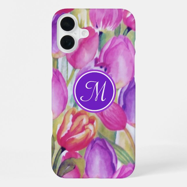 Monogram Pink Floral iPhone Case (Back)