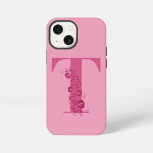 Monogram Pink Floral Letter T iPhone Case