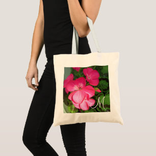 Monogram Pink Floral Photography Tote Bag