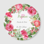 Monogram Pink Floral Wedding  Magnet<br><div class="desc">Monogram Pink floral magnet.  Wonderful for weddings,  bridal showers and party favours ,  including and welcome packages.  However their usage goes beyond weddings.  They are nice  for party favours for Anniversaries and open house parties,  or a new home.</div>