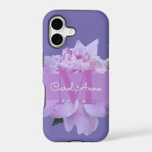 Monogram Pink Flower Classic Purple