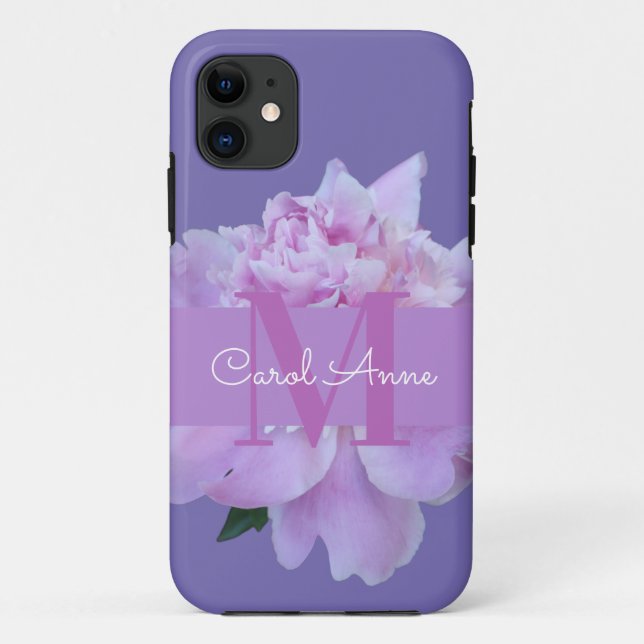 Monogram Pink Flower Classic Purple Case-Mate iPhone Case (Back)