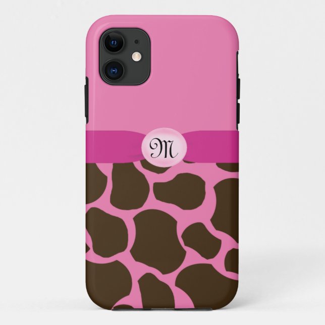 Monogram Pink Giraffe Case-Mate iPhone Case (Back)