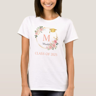 Monogram Pink Girls Graduation  T-Shirt