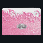 Monogram Pink Glitter and  Floral Swirls iPad Pro Cover<br><div class="desc">Monogram iPad Cover ready for you to customise. ⭐This Product is 100% Customisable. *****Click on CUSTOMIZE BUTTON to add, delete, move, resize, changed around, rotate, etc... any of the graphics or text or use the fill in boxes. ⭐99% of my designs in my store are done in layers. This makes...</div>