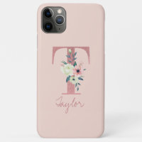 Monogram Pink Glitter Flower Letter T Light Pink