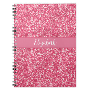 Monogram Pink Glitter Grey Trendy Glam Bling Notebook
