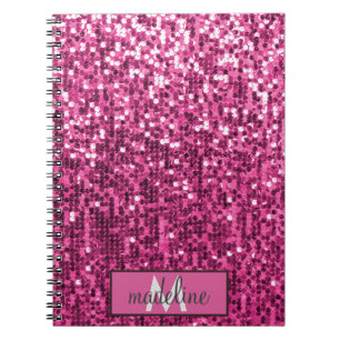 Monogram PINK Glitter Sequin Sparkly Notebook