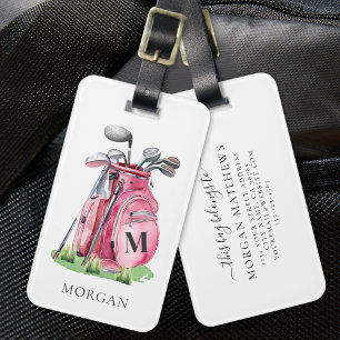 Monogram Pink Golf Bag Luggage Tag
