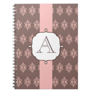 Monogram Pink Grey Lace Notebook Gift