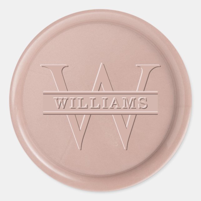 Monogram Pink Latte Wax Seal Sticker (Front)